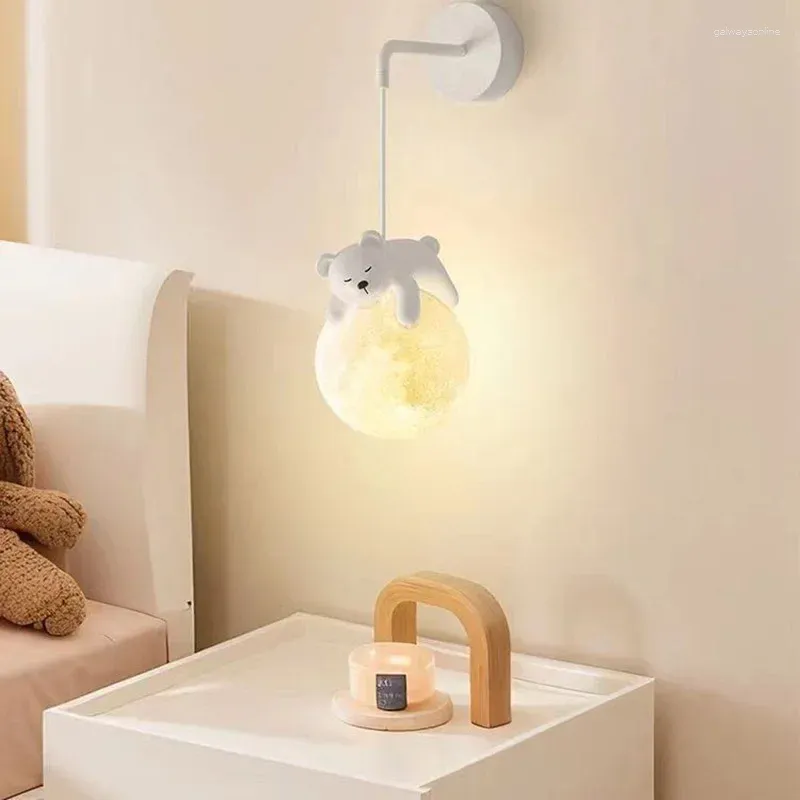Lâmpada de parede moderna led criativo lua luz para quarto cabeceira quarto das crianças fundo interior casa iluminação decorativa