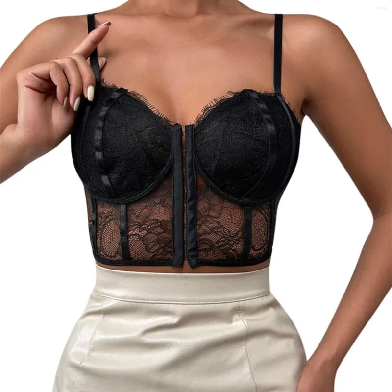 Camisoles Réservoirs Sexy Dentelle Bralette Tube Tops Bandeau Avant Boucle Réglable Dame Soutien-Gorge Crop Fille Sous-Vêtements Camisole