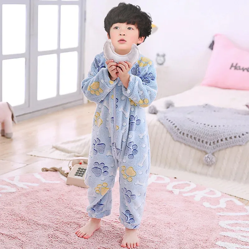 Winter Flannel Stitch Pajamas For Kids Thick Warm Onesies Jumpsuits With Animal Print Boys And Girls Hometime Sleepwear 231108 From Xianstore06 7.12 DHgate.Com