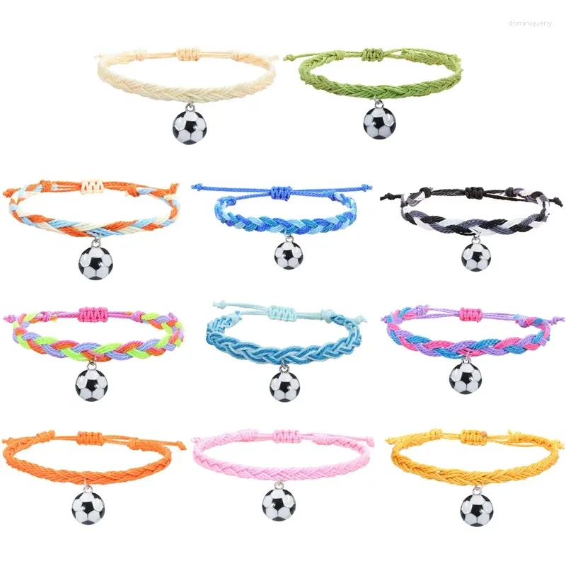 Charm Bracelets Soccer Bracelet For Boy Girl Copper Football Club Ball Braiding Adjustable Couples Friendship Jewelry