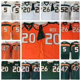  Hurricanes Football Jersey 5 Andre Johnson 20 Edward Reed 26 Sean Taylor 52 Ray Lewis 47 Michael Irvin embroidery stitched jersey