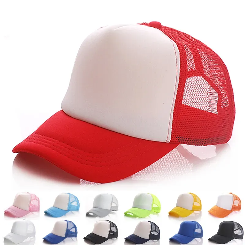 Ny billig tom Trucker Mesh Hat Spring Summer Snapback Baseball Cap för män Vanligt skum Net Snap Back Baseball Caps för kvinnor 22 färger