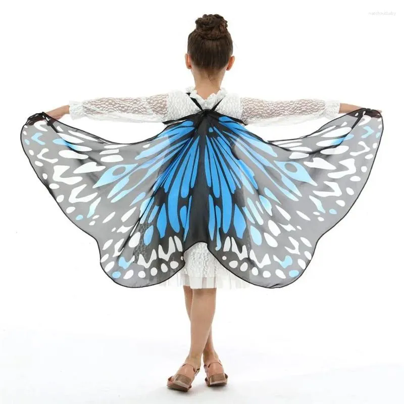 スカーフカラフルな蝶の翼ショールズコスプレ妖精マント児童パーティープロップパフォーマンスアクセサリー