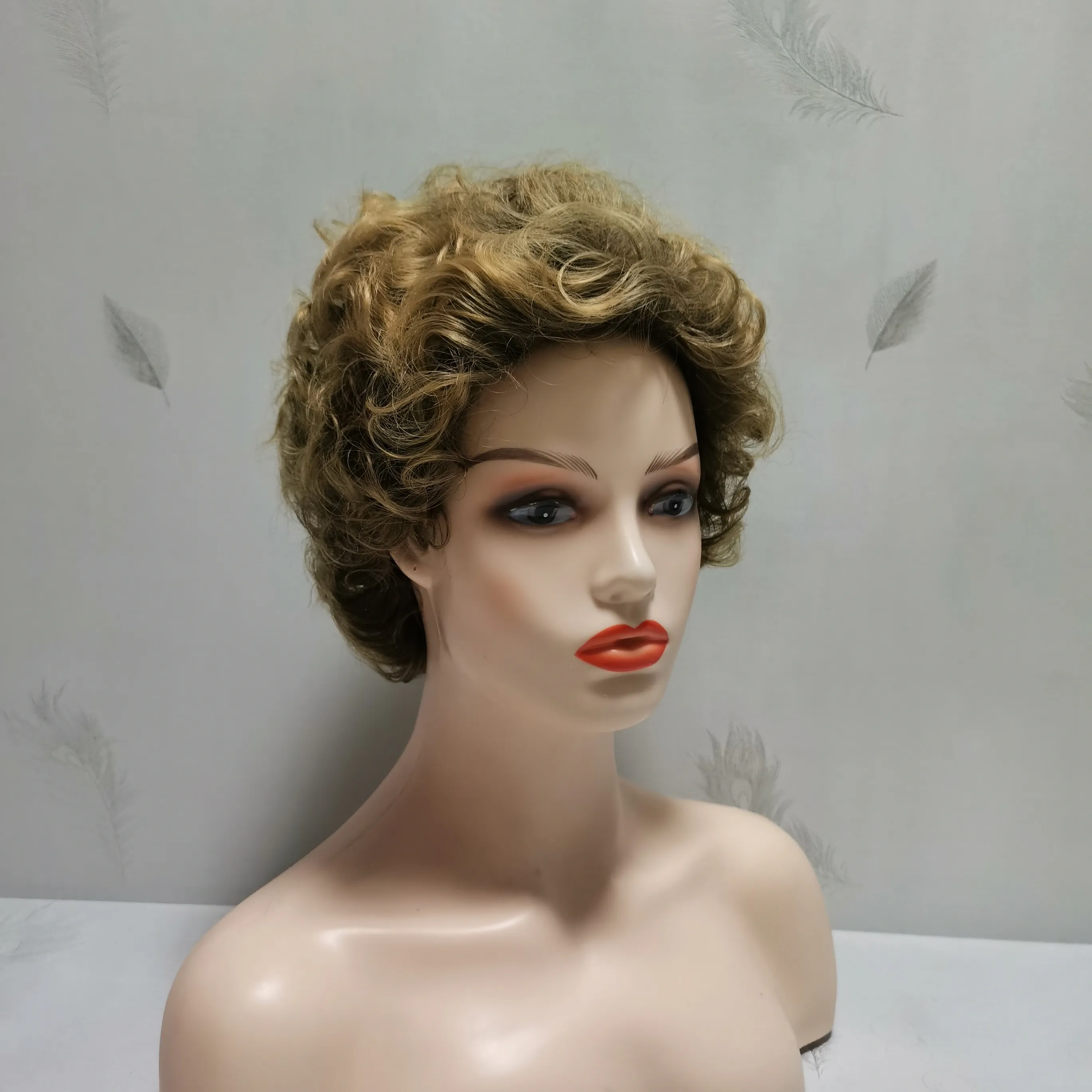 Donne parrucche sintetiche a strati corti dritti dritti dritti taglio color ombre color arricciale miscela naturale wig wig full francese profondo