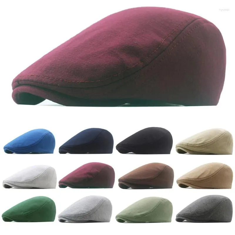 Berets Autumn Winter Forward Cap Flat Hat Sboy Caps Vintage Solid Casual Soft Beret Peaked Retro British Style Waiter Driver