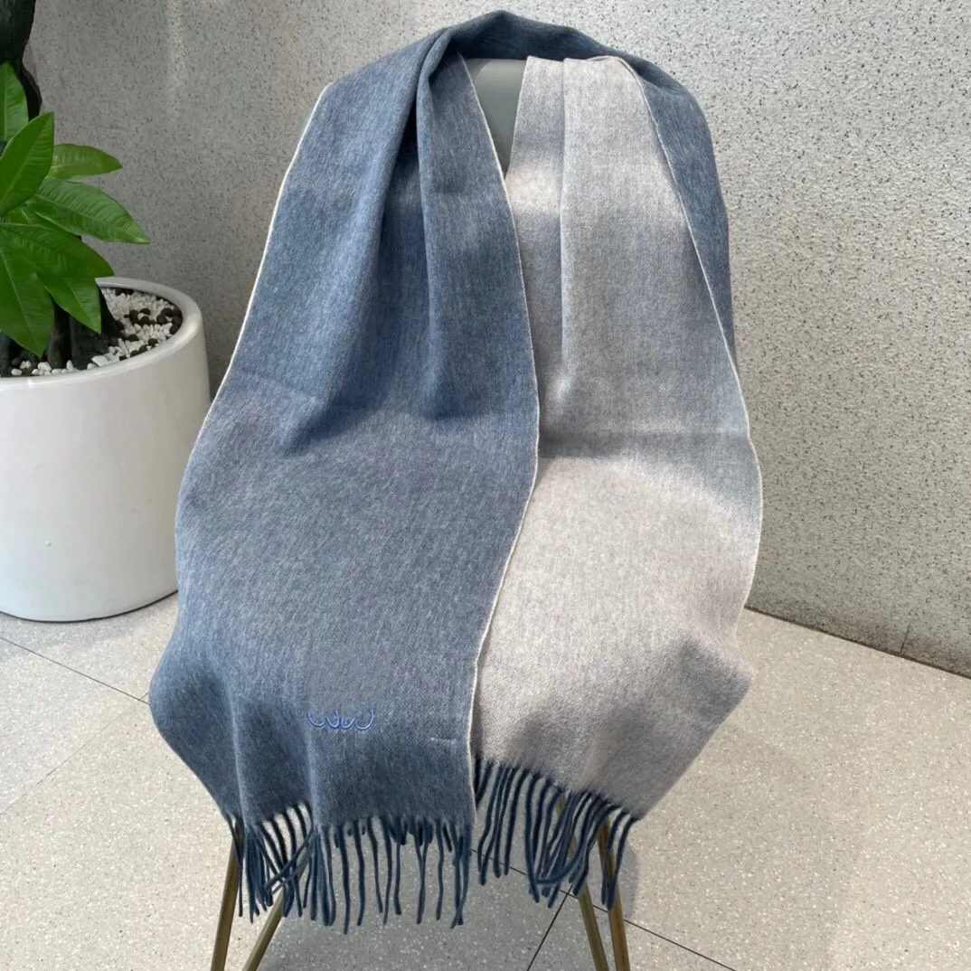 5A 100% кашемировый шарф мужской дизайнерский шарф для женщин Высококачественная вышитая шаль с двухцветной осенне-зимней шалью с коробкой