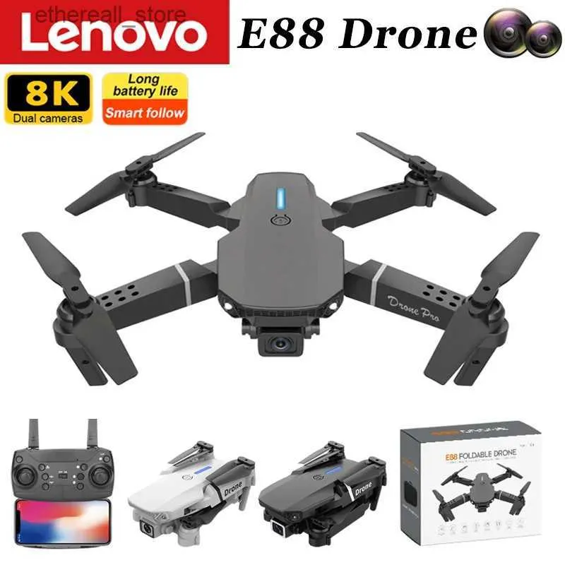 Drones Lenovo E88Pro Drone 4K Professinal With 1080P Wide Angle Dual HD Camera Foldable RC Helicopter WIFI FPV Height Hold Kid Gift Toy Q231108