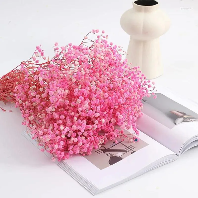 Flores decorativas 30g/70g por grupo rosa gypsophila flores secas decoração de móveis flores realmente botões de plantas mobiliário doméstico sala de estar