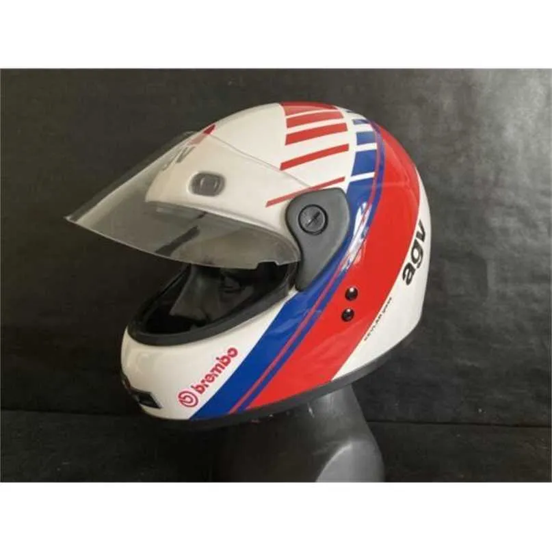 AA Designer-Helm Helme Moto AGV Integral-Sturzhelm AG 100 Perlweißer Integral-Motorradhelm Kevlar 1989 (M) WN-06ZE