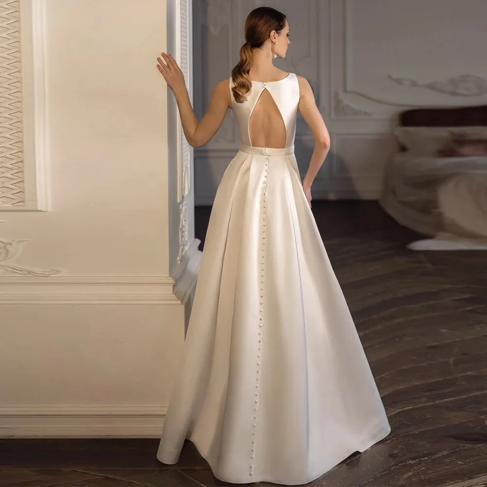 blue dress for baby girl Zapakasa Women Ivory Chiffon Floor-Length Wedding Dress with Lace A Line  Illusion Boat Neck Bridal Dress with Sleeves main image 1