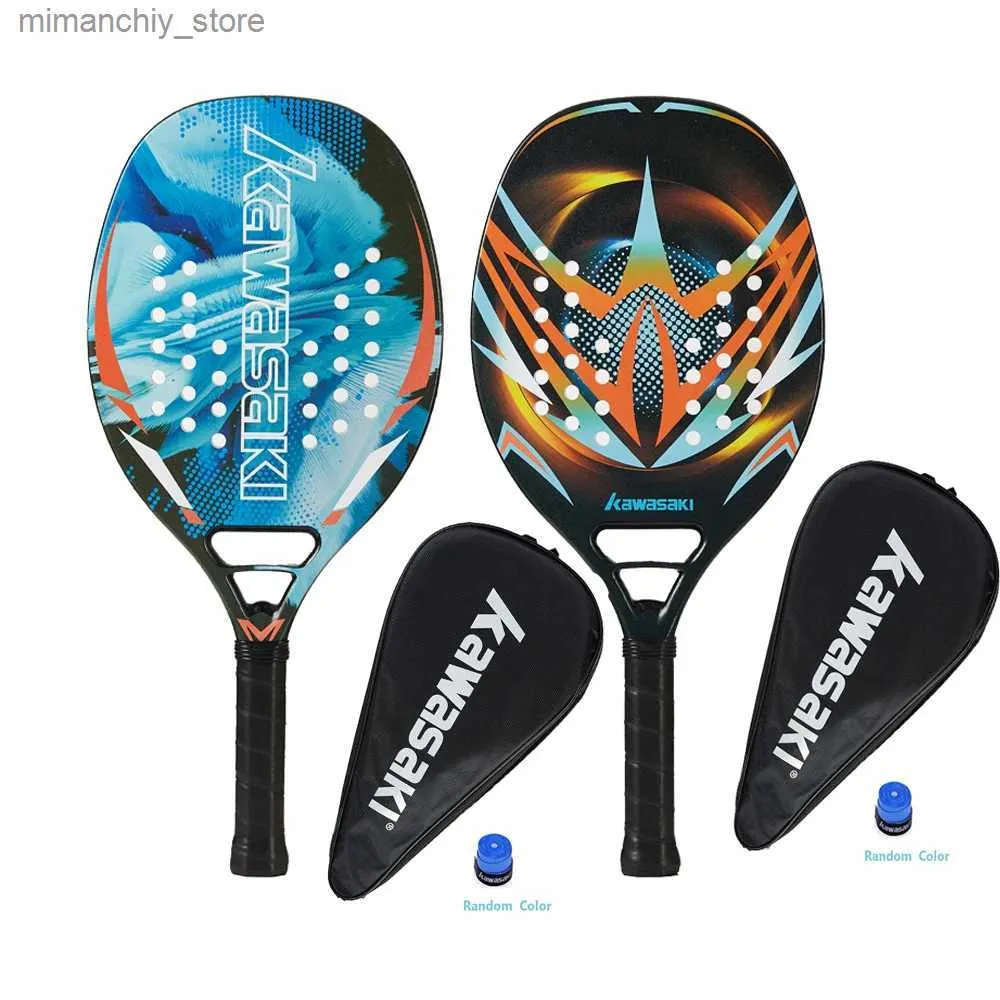 Tennis Rackets Kawasaki Beach Tennis Racket Carbon and Glass Fiber Soft Face Tennis Padd Racquet with Protective Bag Cover Q231109