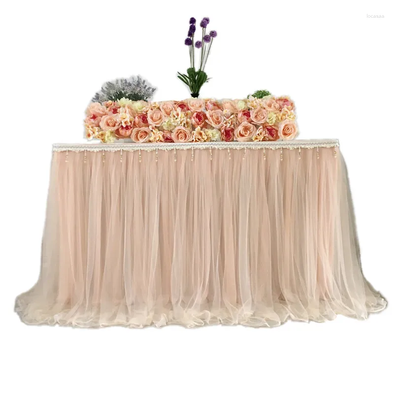 Table Skirt Fluffy Gauze Wedding Decoration Sign-In Waist Skirting Birthday Party Welcome