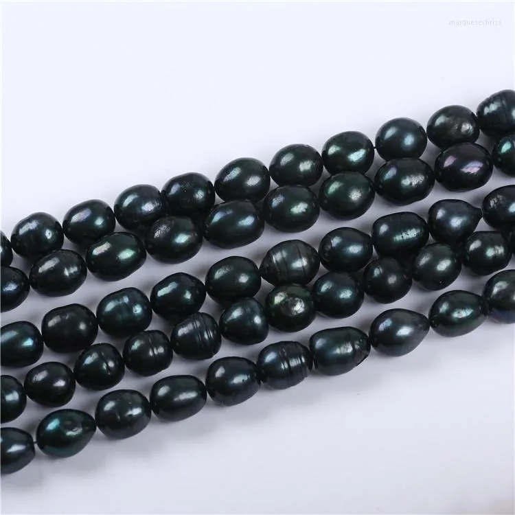 Beads 12-13mm Black Dyed Rice Pearl Loose Fresh Water Strand