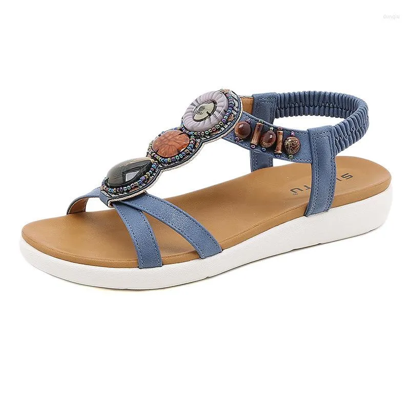 Factory Wholesale Round Sandals personnalisés Ladies Toe Open Beded Decorative Talon 4