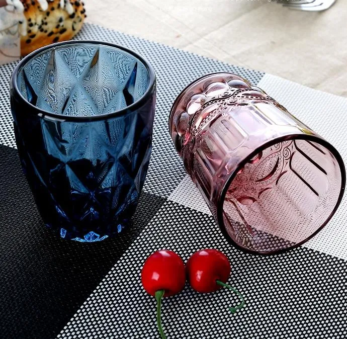 Färgglada glas präglade vinkopp retro värmebeständig vatten kopp kreativa vinglas med whisky te rak dryck mugg för fest 052308
