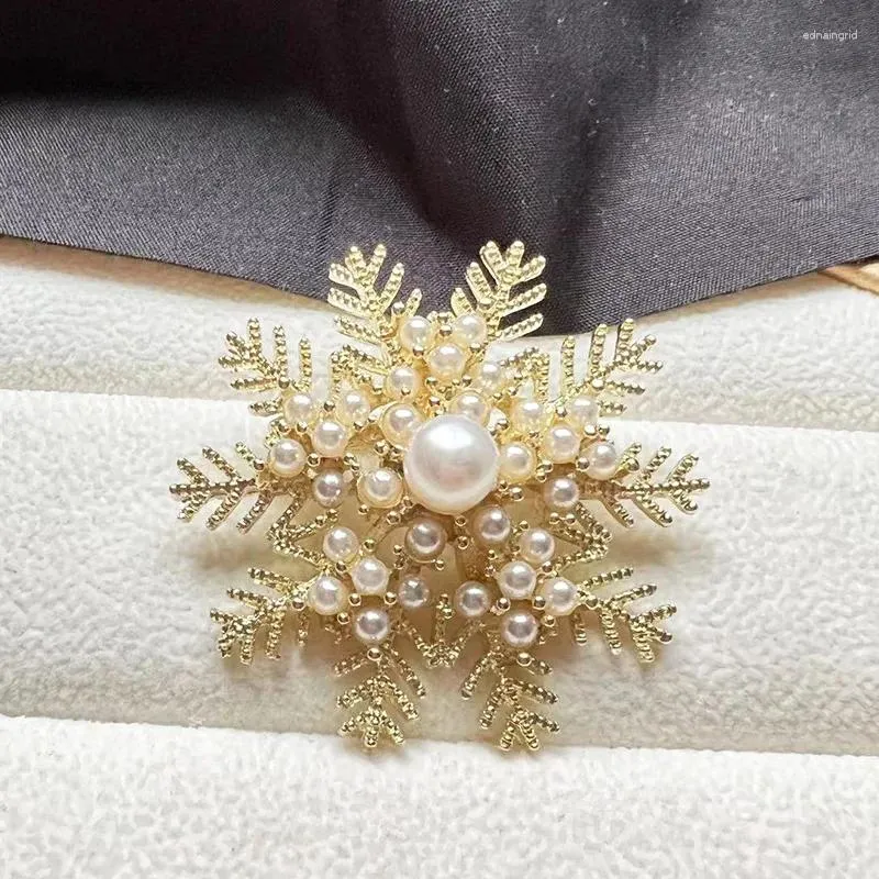 Broszki eleganckie rhinestone perłowe płatki śniegu biżuterię broszka broszka dla kobiet wysokiej jakości puste luksusowe akcesoria bezpieczeństwo