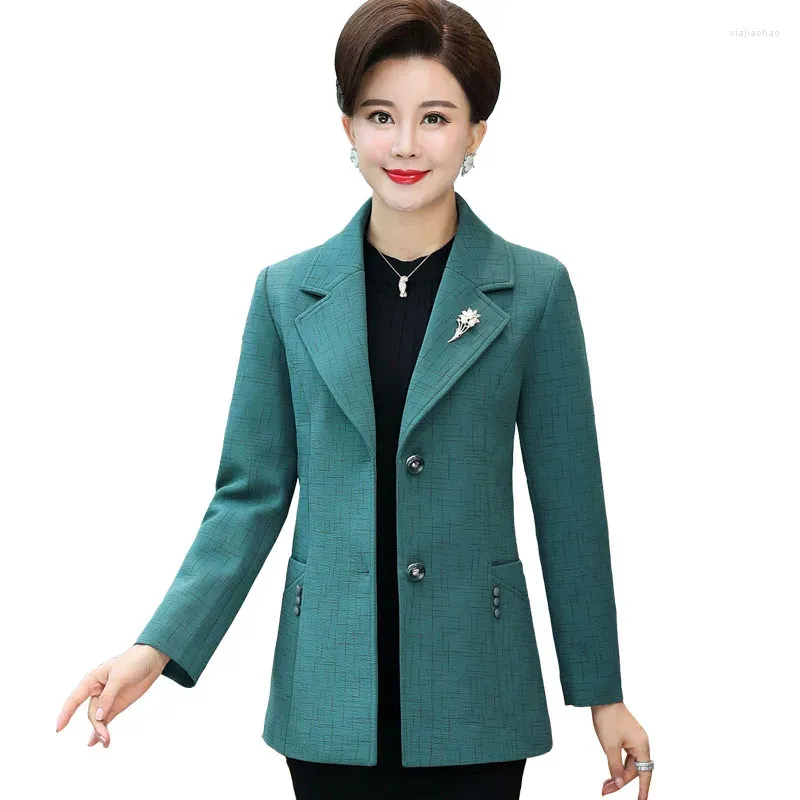 Women's Suits 2023 Spring Autumn Blazer Jacket Women Middle-Aged Mother Long Sleeve Short Suit Coat Female Casual Overcoat Ladies Tops R448