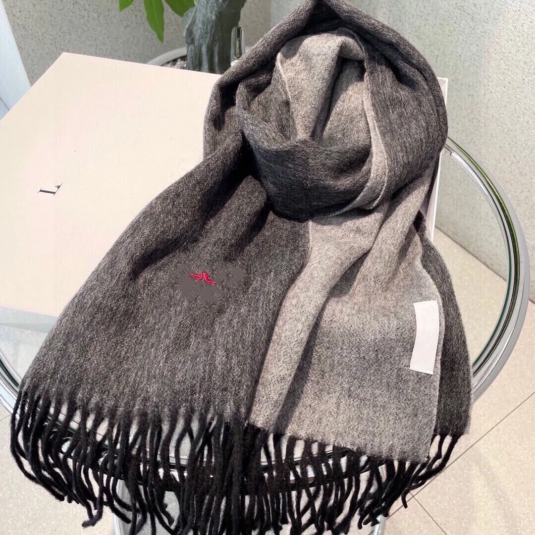 Роскошный шарф из 100% кашемира. Дизайнерский шарф для женщин и мужчин. Вышитая шаль высшего качества с двухцветным осенне-зимним минималистичным теплом для подарка с коробкой.