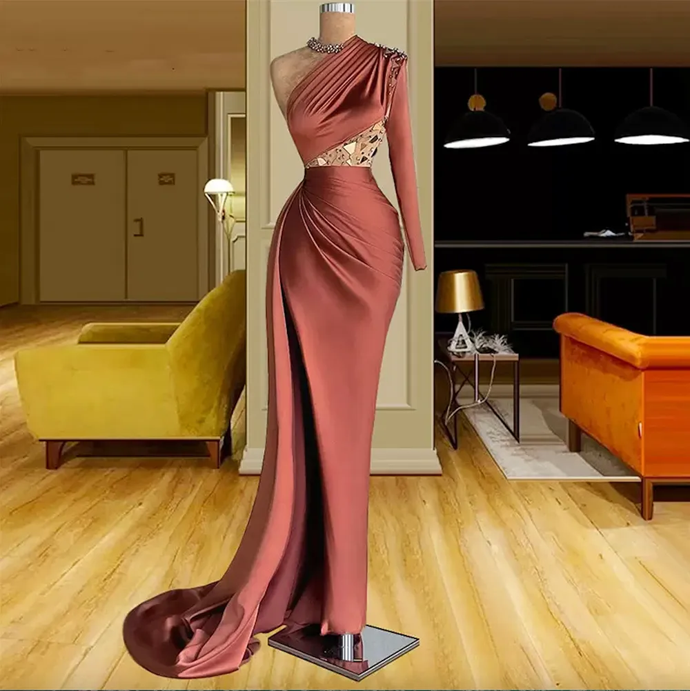 open lace back dress MBBJM Evening Dresses Beads Long Sleeve V Neck Dubai Formal Evening Party  Gowns with Train (Color : A, Size : 12) : Buy Online at Best Price in KSA main image 1