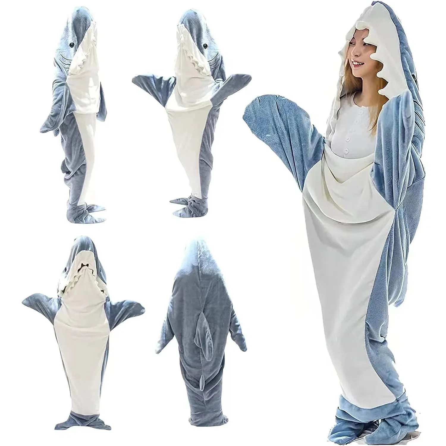 Shark Cartoon Flannel Sleeping Bag For Kids Oversized Flannel Blanket With Hood Perfect For Lazy Days And Christmas Gifts From Xianstore06 14.17 DHgate.Com