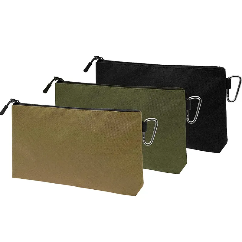 3 pcs Sacs Sacs Sac à outils en plaine multifonctionnel Sac à outils de glissière lourde avec un snap de ressort métallique