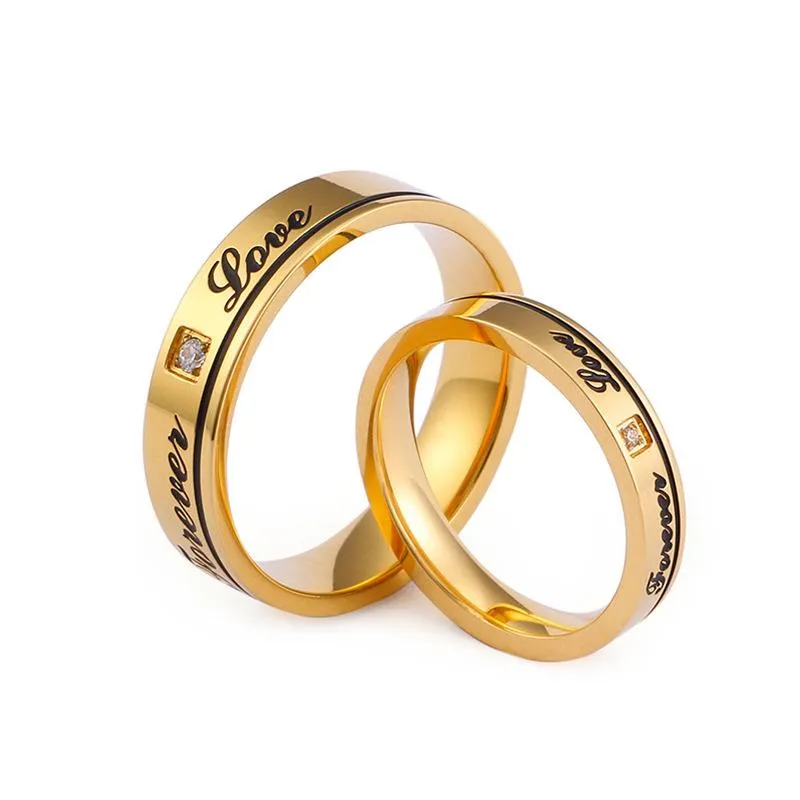 University Trendz Gold Plated & Stainless Steel Forever Love Couple Rings  for Men & Women - 2PCs(Gold) : Amazon.in: Fashion