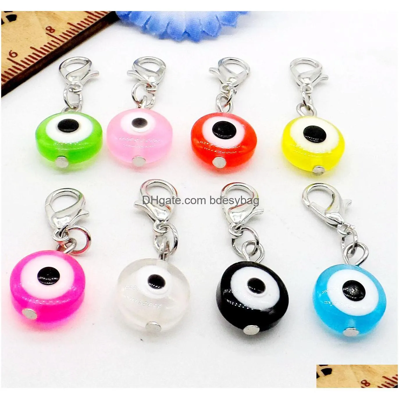 Encantos 200 Pçs / lote Misto Turco Evil Eye Encantos Lagosta Fecho Dangle para Jewelry Makings DIY 32x11mm Drop Delivery Jóias Jóias Fin Dhteu