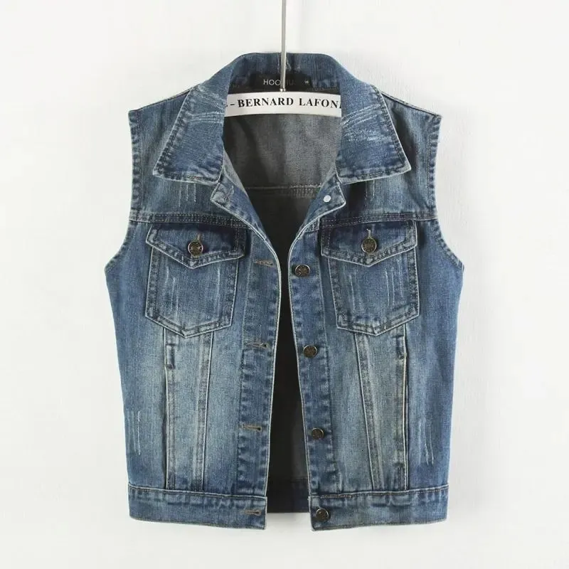 Damen Westen Jeans Weste Jacke Damen Ärmellose Single Brust Kurze