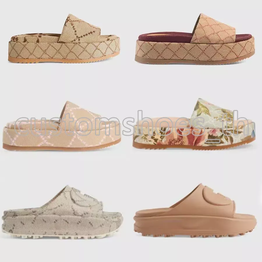 Sandálias de grife mulheres chinelas g sapatos de plataforma lâminas de borracha de borracha chinelos de couro grossa sapato de impressão de letra de verão slides de praia ao ar livre
