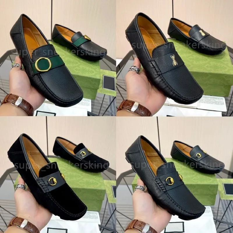Luxury Mens Shoes Brand Men loafers Designer äkta läderklänningskor Mockasiner Lätt andningsbara slip Körskor 38-46