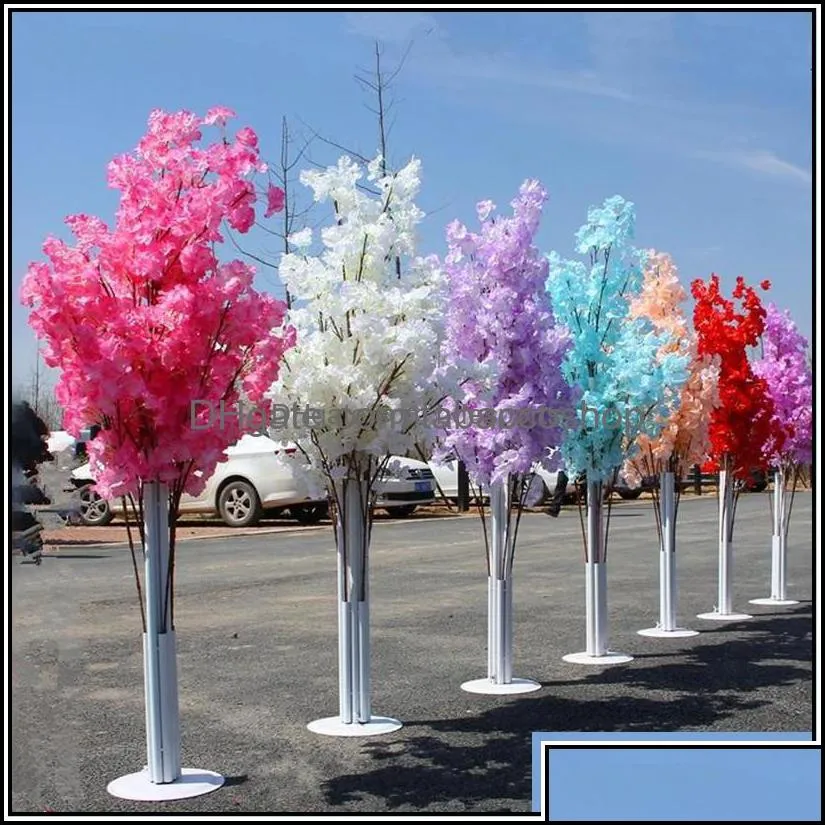 Ghirlande di fiori decorativi Forniture per feste festive Giardino di casa Decorazione di nozze 5 piedi di altezza Slik Albero di fiori di ciliegio artificiale Roma Otp65