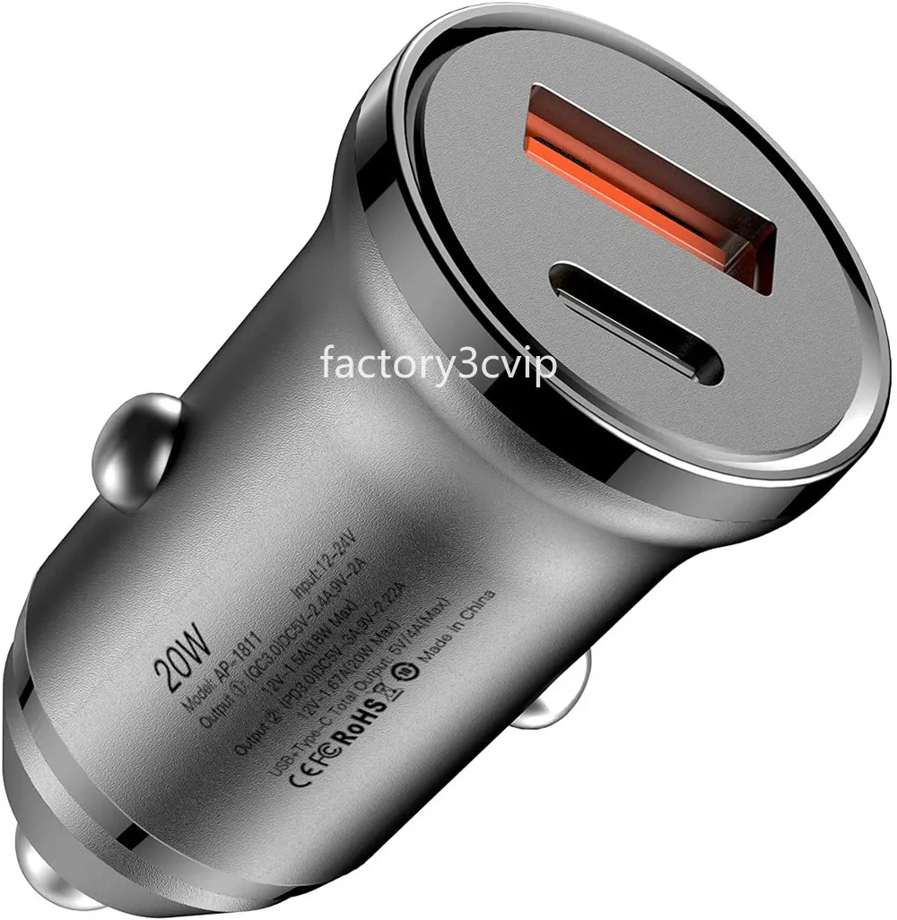 25W QC3.0 USB-C PD ładowarka samochodowa Szybka szybka ładowarki pojazdu C dla iPhone'a xr 11 12 13 14 15 Pro Max Samsung GPS PC F1