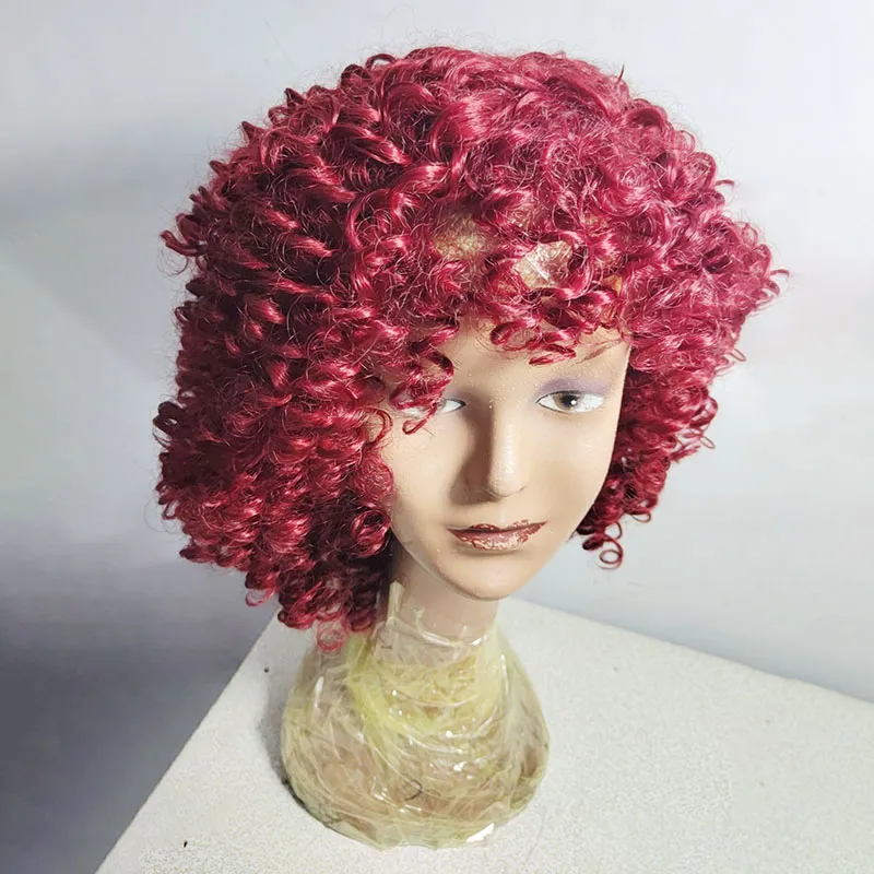 Wholesale customization of African bangs wigs by manufacturers Black women's synthetic curly hair 18 inches