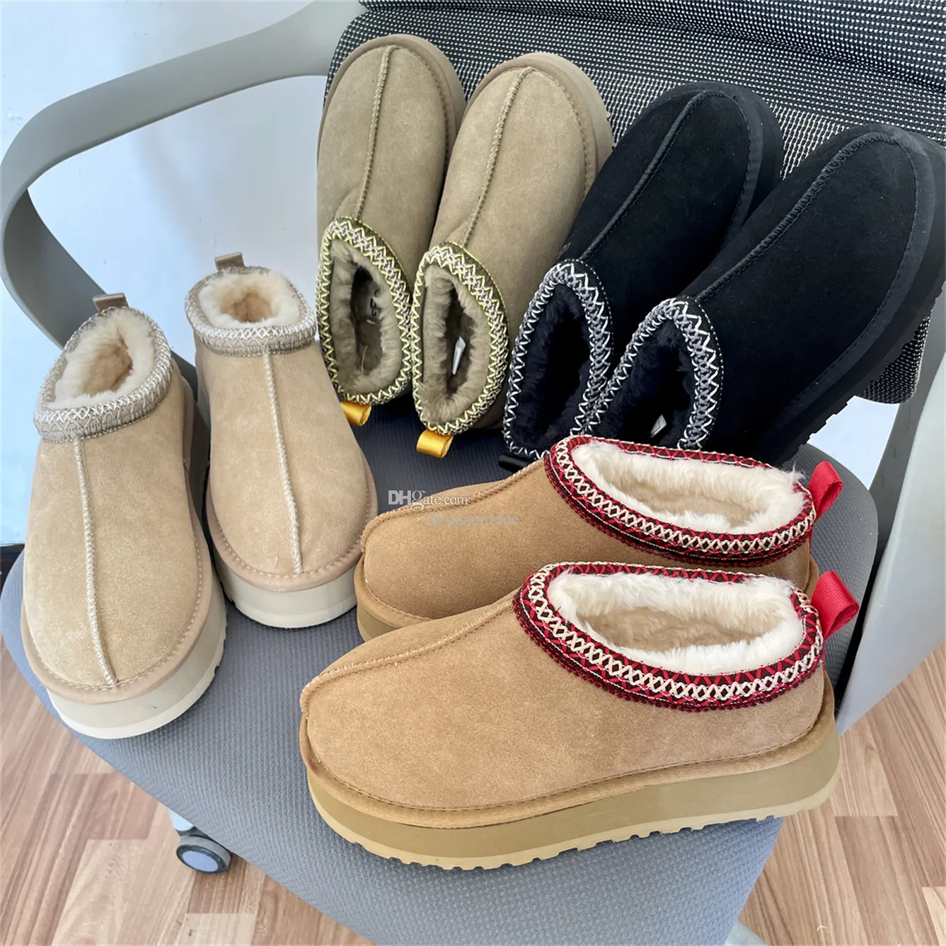 Scarpe tasman designer australia boots slifors tazz da donna slipper slip-on piatta da piattaforma diapositive nere pellicce chesut classici stivaletti invernali classici