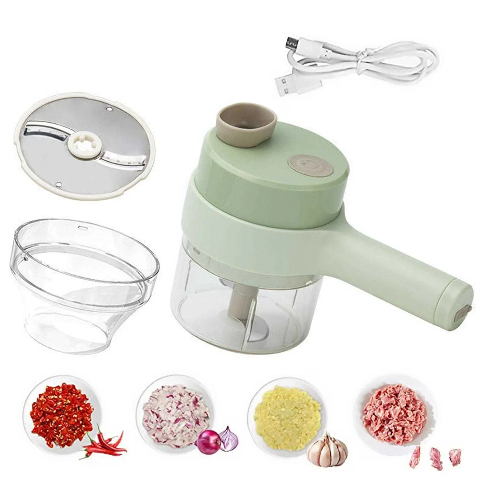 Hachoir Électrique à Ail 350 ml Mini Sans Fil Hachoir à Viande USB Rechargeable Hachoir à Légumes et Oignons Portable Petit Robot Culinaire Électrique pour Nourriture de Bébé Légume Ail Viande