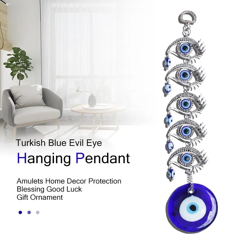 Decorative Figurines Objects & Turkish Blue Evil Eyes Amulet Elephant Wall Hanging Lucky Pendant Protection Wind Chimes Garden Home Car Deco