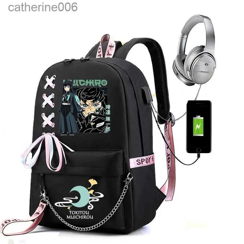 DHgate Demon Slayer Anime Backpack for Women Kawaii Laptop Bagpack Muichiro Tokito Hashira College Student Backpack Bag Baby Kids Maternity