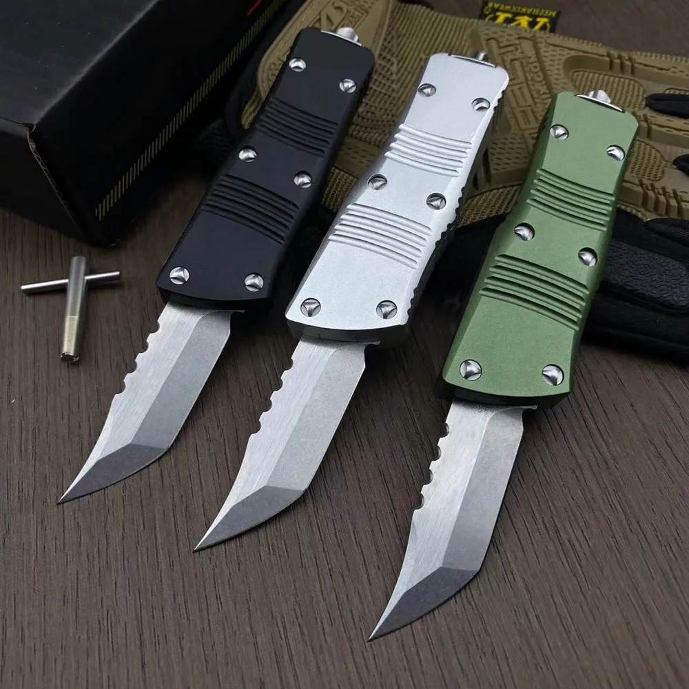 High Quality High End Small MT UT AUTO Tactical Knife D2 Stone Wash Hellblade CNC 6061-T6 Handle EDC Gift Knives With Nylon Bag