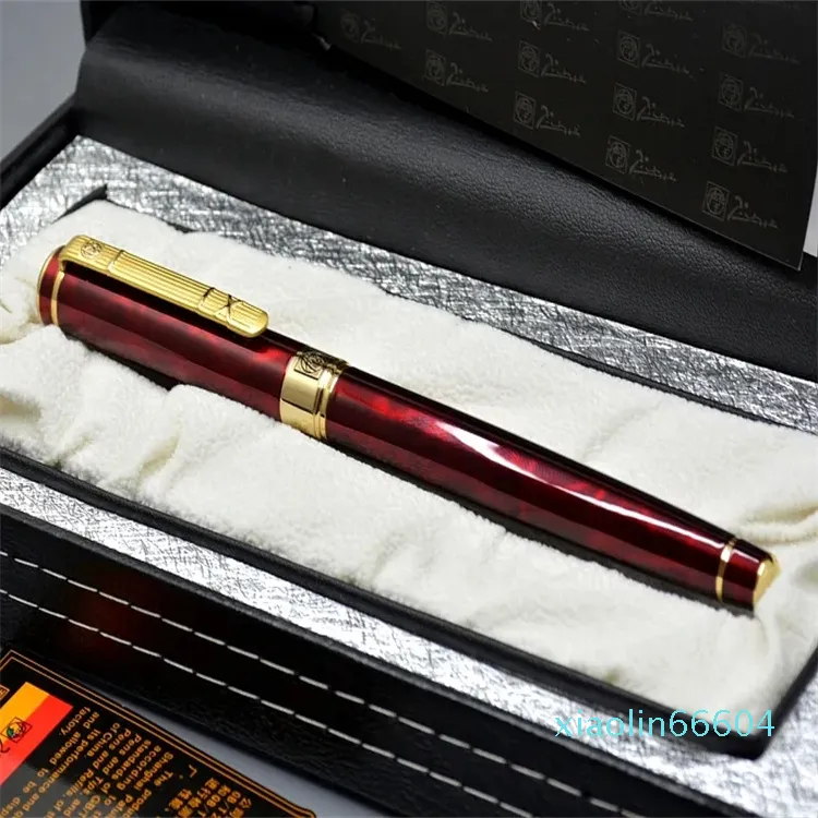 Luxury Brand Wine red and Black Classic Fountain pen with Golden Relief Cap Writing office school supplies High quality ink pens