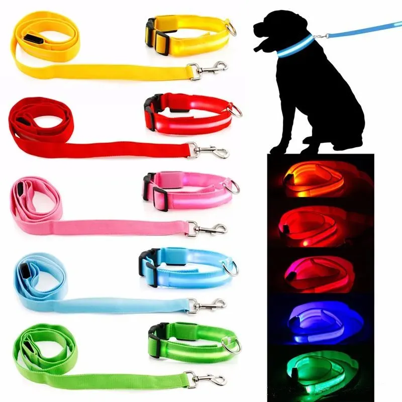 Haustier-Hundehalsband, leuchtende Hundeleine, leuchtendes LED-Blinklichtgeschirr, Nylon-Sicherheitsleine, Seil, Heimtierbedarf für kleine Hunde, Welpen, c412 ZZ