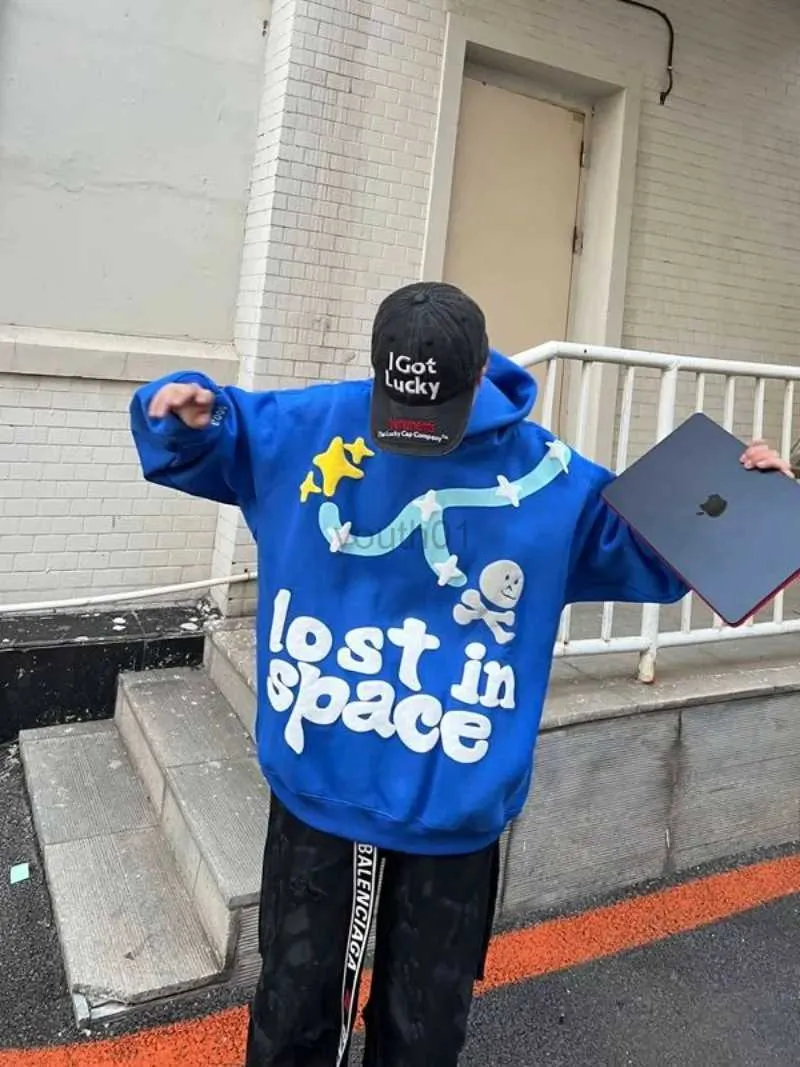 Y2K Mens 3D Foaming Pattern Hoodie Y2k New Street Popular Hip Hop
