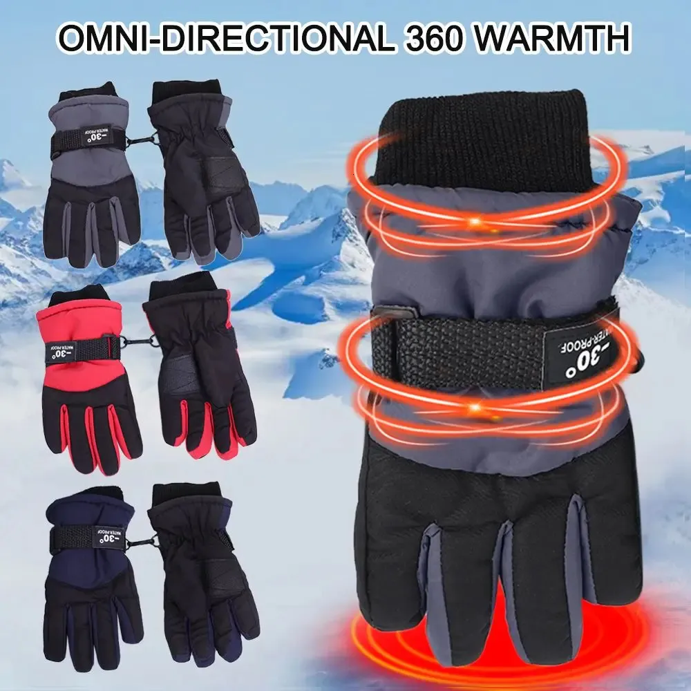 Winter Childrens Ski Gloves For Kids Cute Cartoon Design, Non Slip