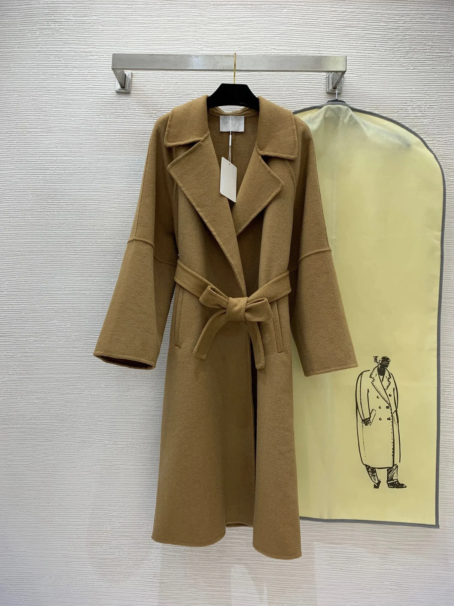 Womens Wool Blends Women 100%Wool Camel Overcoat Fashion Runway