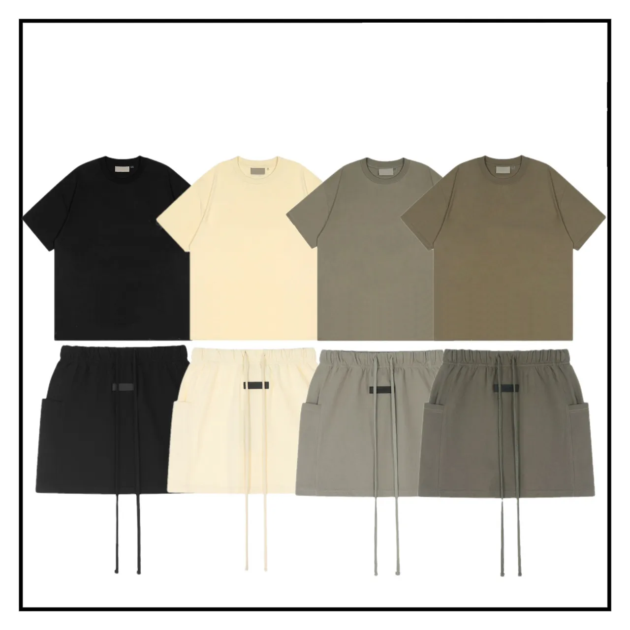 Kadın etekleri kısa kollu tişörtler ess tasarımcısı kadınlar için essentail gömlekler etek mektup nedensel hip hop üst elbise
