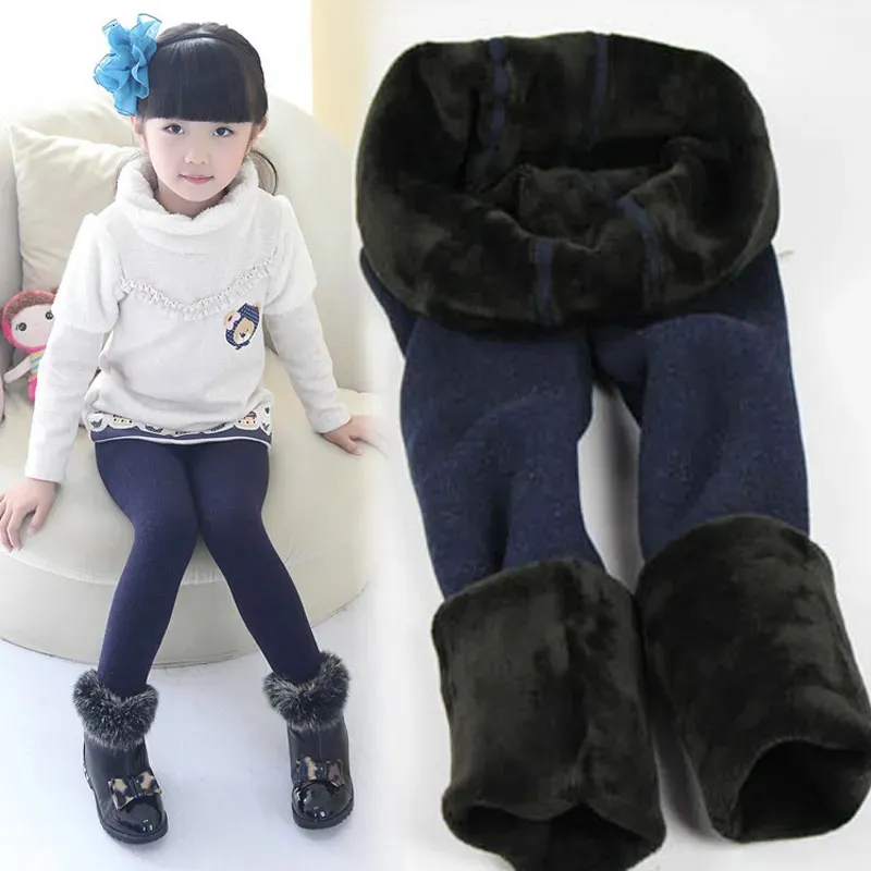 Pantalon hiver fourrure filles Leggings enfants enfants épais chaud taille élastique coloré coton bas pantalon 231108