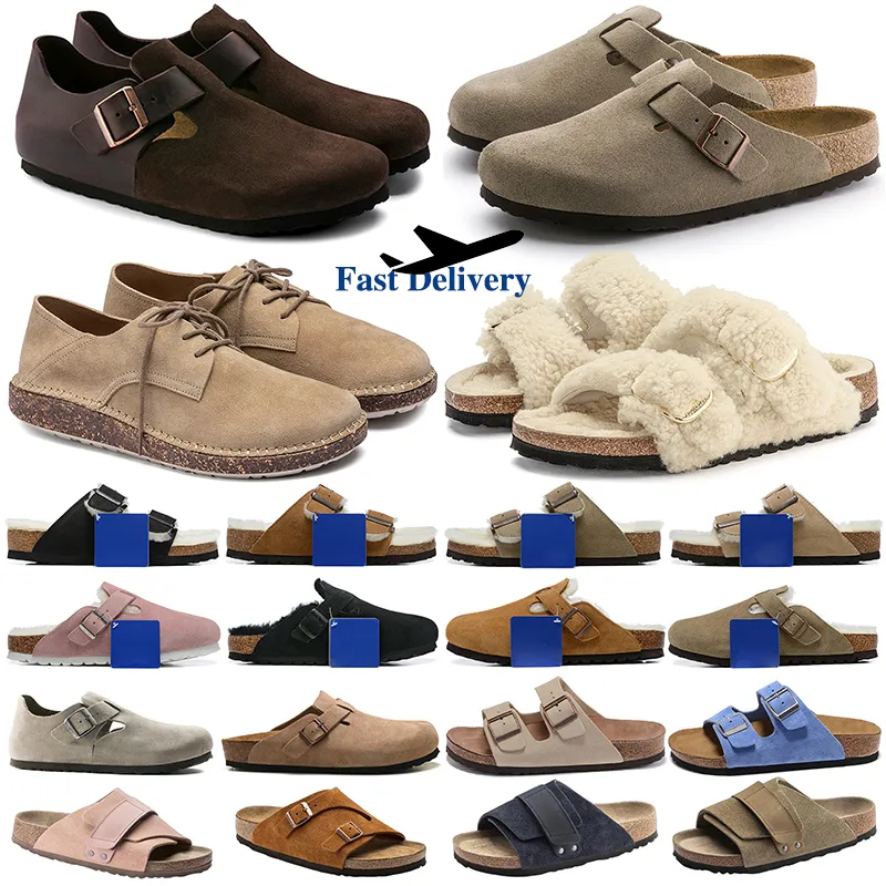 Designer Boston Sabots Sandales Pantoufles Liège Plat Mode Été Cuir Slide Favorite Beach Casual Chaussures Femmes Hommes Arizona Mayari