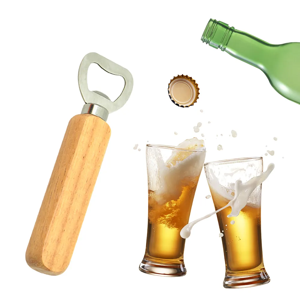 Openers barman flesopener rubber hout handheld wine bier frisdrank glazen dop fles opener voor thuiskeukenbar