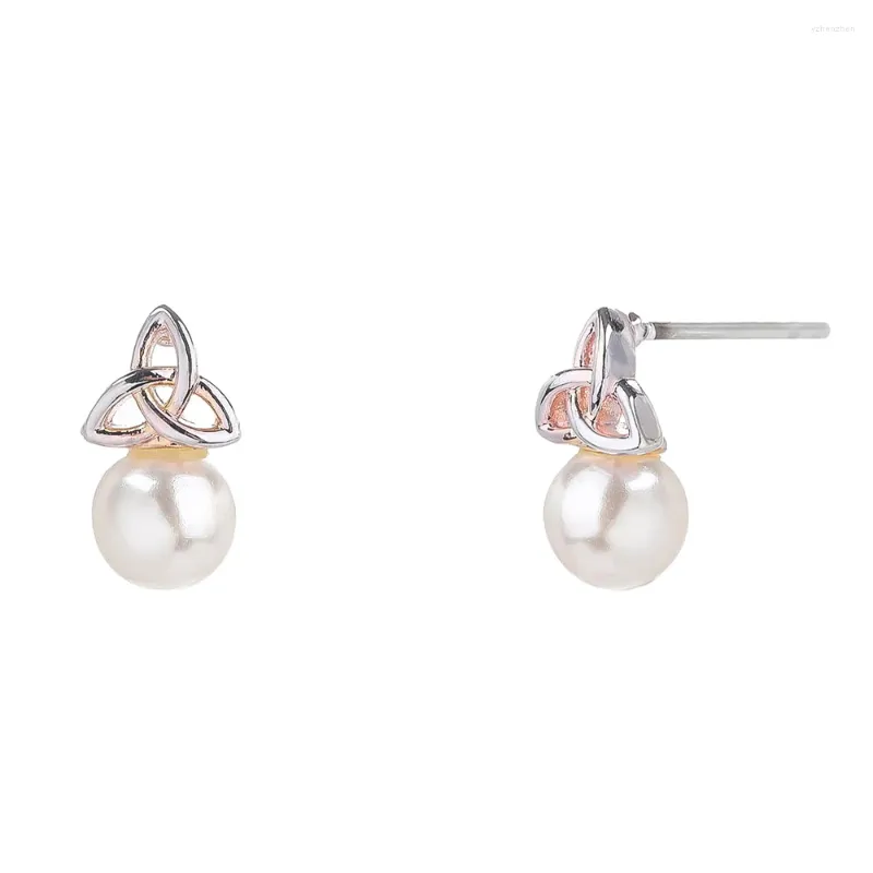 Studörhängen 6mm Pearl Ball Drops Earring On Ear Elegant Geometry Hollow Out Dingle for Women Fashion Jewels Gift Pendientes