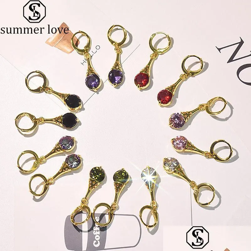 Oreille manchette Colorf cristal Dangle boucles d'oreilles or Clips irisé hypoallergénique enduit pour les femmes cerceau goutte déclaration Dhclg