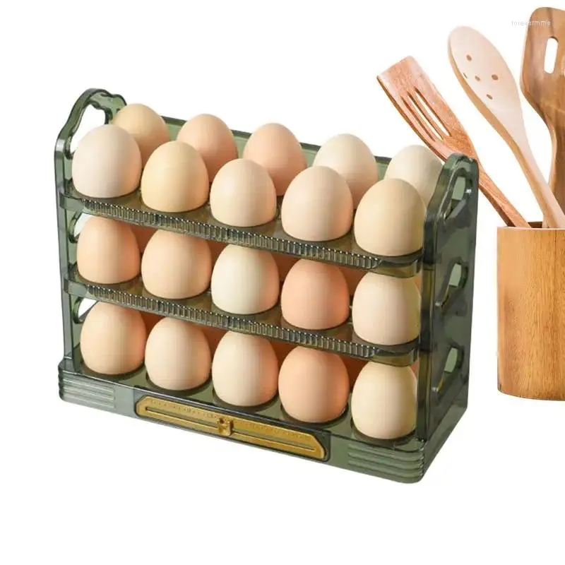 Storage Bottles Refrigerator Egg Flipping 3-Layer Rack For Fridge Side Doors Kitchen Gadget Eggs Organization Space-Saving